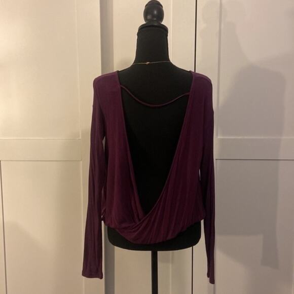 Free People Plum Open Back Top Long Sleeve Top XS - Picture 6 of 7